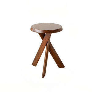 Table basse en bois massif, plateau rond, base en X, style nordique, table d'appoint pour salon, utilisation adulte - Product Image 1