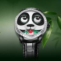 Montre mécanique automatique Lucky Harvey pour homme et femme, cadran à yeux de panda animés, verre saphir, étanche 50 m, montre sport ZLS106