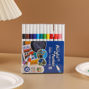 Nouveaux marqueurs de peinture acrylique à pointe moyenne à base d'eau DIY 12/24 couleurs - Product Image 2