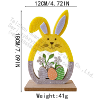 Ornement de Pâques en feutre en forme de lapin debout avec base en bois, à pois, pour décoration de table de printemps, décoration de plateau à étages