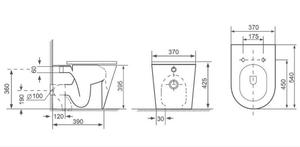 สุขภัณฑ์แบบแขวนผนังไร้ขอบทรงสี่เหลี่ยมและแบบตั้งพื้น รุ่น H-057 - Product Image 4