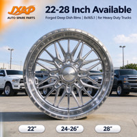 JAXP 22 24 26 28 pouces 8x165.1 Jantes forgées polies argentées à rayons profonds en H pour Ram 2500 Silverado 3500