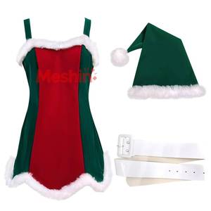 Robe de soirée sexy rouge et verte à bretelles pour femme, style princesse, avec capuche, pour Noël, hiver, fêtes costumées et soirées masquées (inspirée des films et séries TV) - Product Image 6