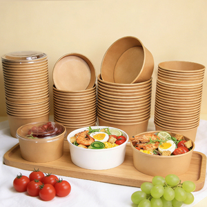 Eco-friendly Food-Grade Coated Custom Logo Disposable Round Kraft Paper Salad Bowls Modern Design China XIEFA Brand - Product Image 4