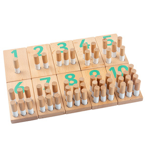 Montessori Digital Cognition Wood pegboard counting stick blocchi di costruzione in legno Piecing puzzle matching giocattoli cognitivi per bambini - Product Image 4
