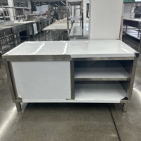Plan de travail de cuisine en acier inoxydable / Armoire de rangement / Table de préparation alimentaire avec porte coulissante pour autres fournitures de restaurants et d'hôtels
