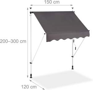 UV Resistant Polyester Steel <b>Balcony</b> <b>Awning</b> Hand Crank Height Adjustable Outdoor Sun Protection Mail Order <b>Awnings</b> - Product Image 2