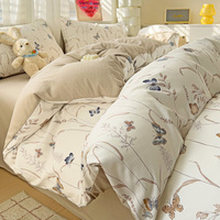 Parure de lit de luxe 4 pièces en microfibre imprimée, drap plat et housse de couette, nouveau design 2026, vente en gros