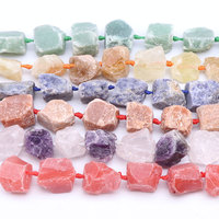 Manik-manik Batu Kristal Alami Amazonite Citrine Lapis Rose Quartz 16-30mm, Bentuk Tidak Beraturan, Kualitas Tinggi, Amethyst Kristal Kasar