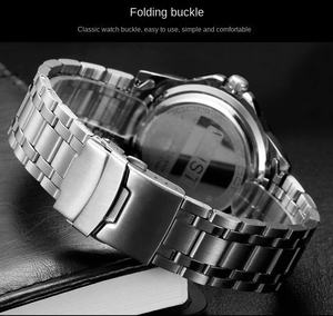 Último diseño banda de acero impermeable calendario de los hombres de negocios reloj de cuarzo esfera grande Retro al por mayor - Product Image 4