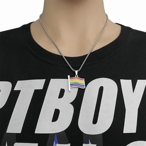 Collar de Acero Inoxidable con Colgante de la Bandera del Orgullo LGBT para Mujer, con Cadena de Eslabones y Esmalte Colorido - Product Image 6