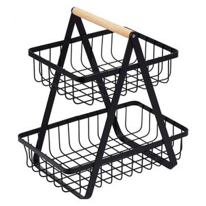 2-Tier Foldable Iron Kitchen Storage Rack Handle Adjustable Durable Easy Clean for Vegetable Cosmetic <b>Makeup</b> <b>Holder</b> Bathrooms - Product Image 3