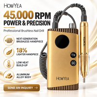 Ponceuse à ongles rechargeable HOWYEA Trapano Per Unghie Multiple 40000 RPM Machine à percer les ongles sans balais