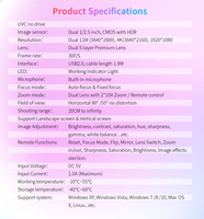Ultra HD 10x Zoom otomatik odaklama 80 derece geniş açı PC 4K Webcam çift Lens ile profesyonel yayın akışı için stokta