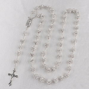 Joyería Rosario personalizado collar seis capas 10 Mm Bola de discoteca cuentas Rosario con La Santísima Virgen María colgante diamante Rosario - Product Image 3