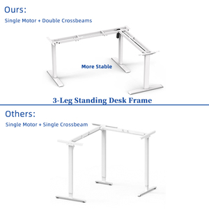 <span class=keywords><strong>Bureau</strong></span> d'angle réglable <span class=keywords><strong>en</strong></span> hauteur 3SABRH2 à moteur unique, 3 pieds, double traverse, pour le travail - Product Image 2