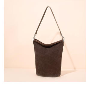 Sacs à bandoulière en daim de vachette mat pour femmes, sacs seau décontractés en cuir véritable pour femmes - Product Image 5