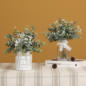 Flores Artificiales de Eucalipto Ruilisi con Paniculata, Arreglo Decorativo para el Hogar de Estilo Nórdico - Product Image 1