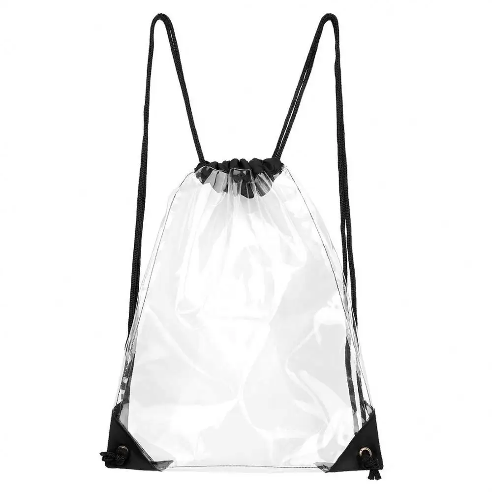 थोक स्टाइलिश पारदर्शी ड्रा स्ट्रिंग बैग Fahion Drawstring बैग निविड़ अंधकार स्पष्ट पीवीसी Drawstring बैग