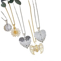 Collier pendentif médaillon ouvrable Jeutelis en cuivre avec zircon, breloque photo gravée au laser personnalisée, souvenir pour femme, cadeau pour couple
