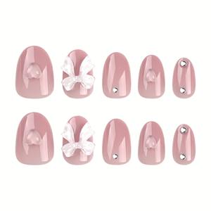 12 Pcs Gradient <b>Acrylic</b> Half Cover Almond Shape Artificial Fingernails <b>Glue</b> Custom Candy False Nails for Dating Party - Product Image 5