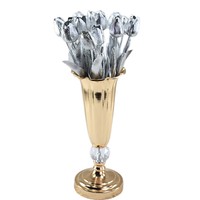 Tulipes artificielles en or et argent métalliques à tige unique pour arrangement floral de mariage, décoration de table à la maison, vente en gros