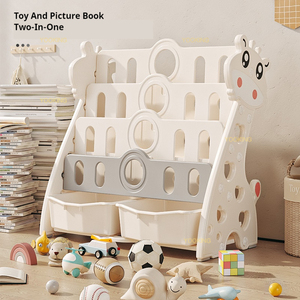 Estantería para niños con forma de jirafa de diseño simple, estantería moderna de plástico con cajones móviles, estante de almacenamiento de seguridad ajustable para bebés - Product Image 3
