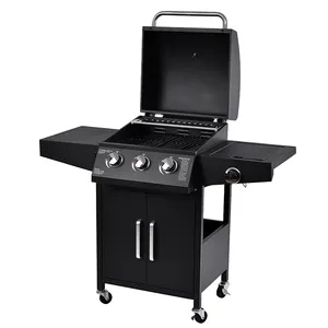 High Performance Propane Gas Grill 3 Burners BBQ Grills with Side Burner for Patio Garden Picnic Backyard