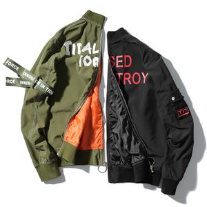 Alike Custom Hombres <span class=keywords><strong>Campera</strong></span> Impermeable Streetwear Outdoor Two Zipper up Impreso Letter Mens Hip Hop Bomber Jackets - Product Image 1