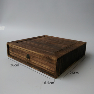 Wooden Tea <b>Cake</b> <b>Box</b> 26cm Square Handmade Single Layer Storage <b>Gift</b> Packaging - Product Image 2