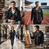 Sweat à capuche zippé en coton polyester personnalisé 400 420g Activités de plein air Porter des fabricants de sweats unis avec logo de sublimation vierge noir
