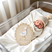 Panneaux de naissance ronds en bois perforé, double face, pour annonce de naissance, décoration de jalons de développement, accessoires photo sur le thème de l'amour, écologiques