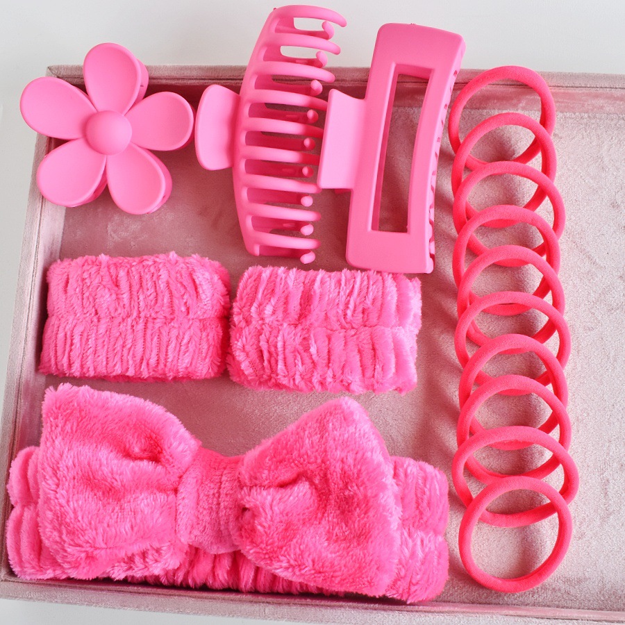 7#ensemble de toilette rose rouge 16 pièces