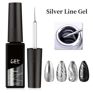 Fourniture de haute qualité or argent métal <span class=keywords><strong>effet</strong></span> Mirrir Nail Art Liner Gel peinture tremper UV LED <span class=keywords><strong>miroir</strong></span> métallisé Liner Gel <span class=keywords><strong>vernis</strong></span> - Product Image 3