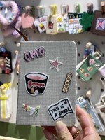 Carnet en toile DIY avec autocollants en tissu imprimés et brodés, carnet de notes pour étudiant, carnet épais à feuilles mobiles