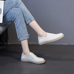 Chaussures décontractées en cuir véritable pour femme, modèle 2026, style baskets blanches à double usage, pour le travail ou les infirmières, à lacets, en cuir souple, à talon plateforme - Product Image 4
