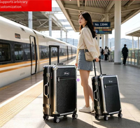 Valise à roulettes en aluminium avec serrure TSA intégrée, bagage léger pour les vacances, roues universelles, vente en gros de bagages