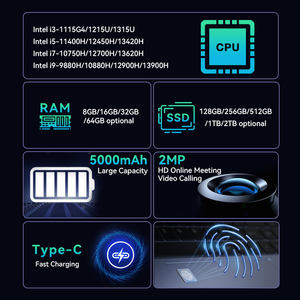 Ordinateur portable étudiant haute performance 15,6 pouces E180 Écran tactile, Intel I3/i5/i7/i9 16 Go + 512 Go SSD Win 11 Personnalisable OEM/ODM - Product Image 2