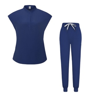 Women's Scrub Suit Set Moisture Wicking Knitted Split Top And Pants For Spa Hospital Work Uniforms S XXL - Product Image 2