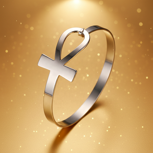 Paslanmaz Çelik Anka Haç Bileklik Bilezik Sade Takı Kadınlar Antik Mısır Açılır Ayarlanabilir Elektrokaplama Bilezikler - Product Image 1