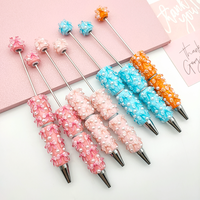 B7057 Nouveaux stylos perlés colorés avec nœud, faits à la main, mignons, pour la création de bijoux DIY, fournitures scolaires et de bureau, articles d'artisanat