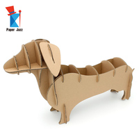 Modèle de stockage multi-grilles en carton ondulé 3D, Teckel, non peint, à assembler soi-même, puzzle animalier en papier, chien, jouet éducatif <50