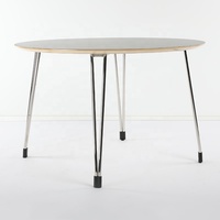 Table à manger ronde moderne et durable en bois avec pieds en acier inoxydable de 3,93 pieds pour 4 personnes