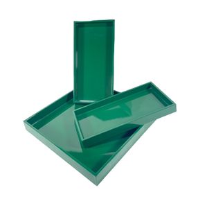 Plateau en laque émeraude de luxe, artisanal, à finition brillante, pour la décoration de la maison moderne et les cadeaux - Product Image 1