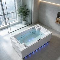 Baignoire de massage à remous de luxe de 1,8 m, 23 jets d'hydrothérapie relaxants, chauffage thermostatique et Bluetooth pour projets hôteliers et de complexes de villégiature