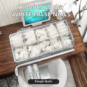 Faux ongles français 500 pièces blancs transparents en ABS, capsules d'extension longues en acrylique pour extension complète, pour DIY et salon de manucure - Product Image 3