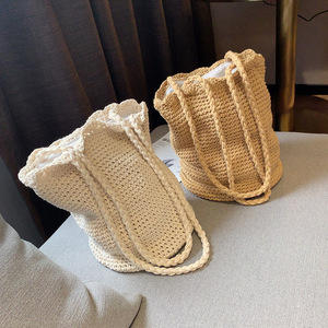 Bravo, señora de paja de macramé de algodón hecho a mano, bolso de patrón - Product Image 2