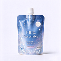Pochette de recharge cosmétique recyclable avec bec verseur pour shampoing, après-shampoing, lotion, soins de la peau et gel douche – Emballage souple