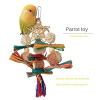 Jouet pour perroquet Peony Xuan Feng, jouet à mâcher pour oiseaux, en bois écologique, pour usage intérieur et extérieur, pendentif coloré en écorce de maïs, pour tous les types d'oiseaux