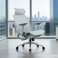 Chaise de bureau ergonomique à dossier haut en maille avec soutien lombaire et roulettes en PU pour de longues heures de travail